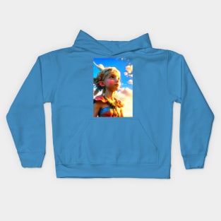 Elf girl looking at the sun Kids Hoodie